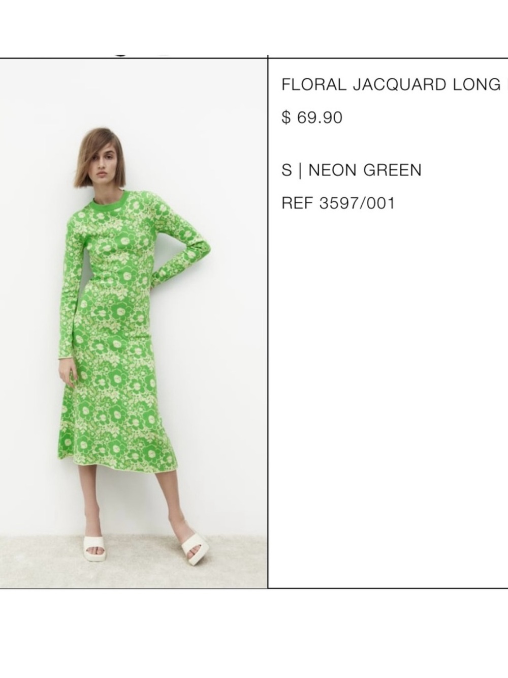 Floral Jacquard Long Dress in Neon Green